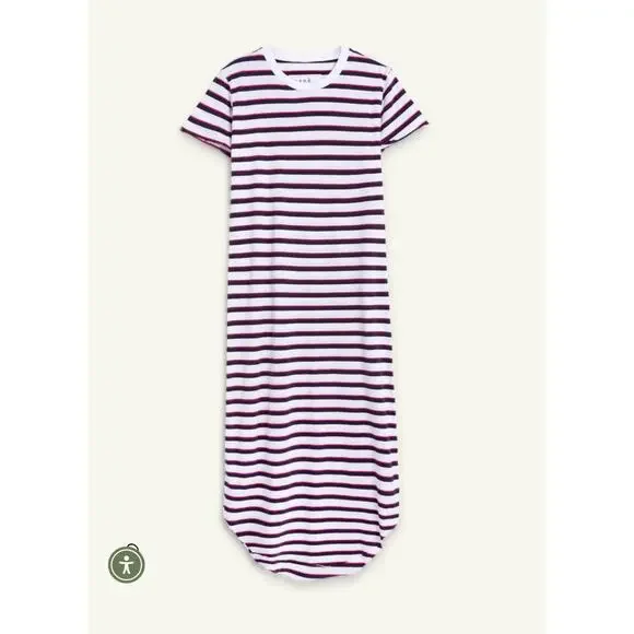 Frank & Eileen Harper Perfect Tee Maxi Dress Stripes Red Blue White Size L  NWOT